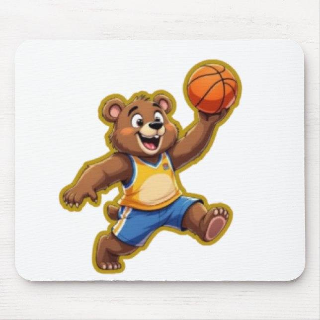 Mousepad Cute 3D Teddy Bear Playing Basketball – Adorable S (Frente)