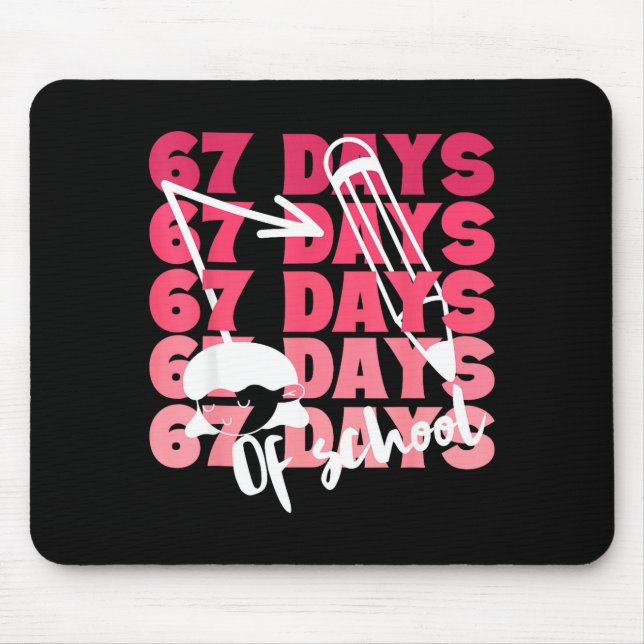 Mousepad Cute 67 Days Of School Girls Milestone Students Fu (Frente)