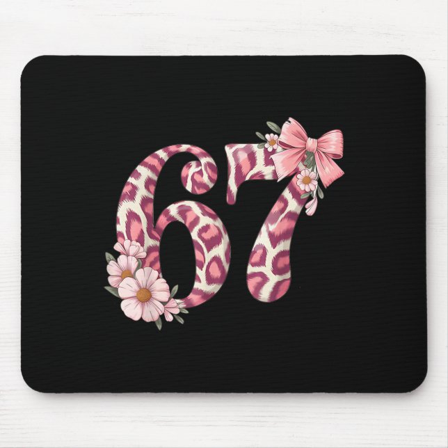 Mousepad Cute 67 Meme Nk Bow Leopard Floral For Girl Women  (Frente)