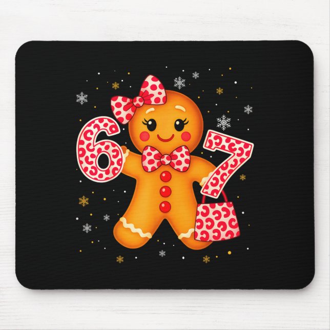 Mousepad Cute 6 7 Christmas Leopard Bow Gingerbread Girls W (Frente)