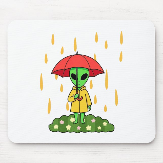 Mousepad Cute Alien With Umbrella Kawaii Space Character (Frente)