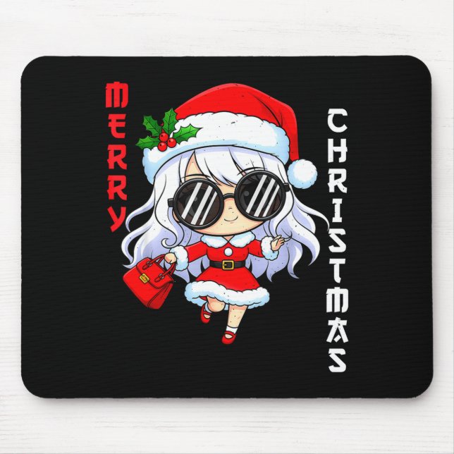 Mousepad Cute Anime Christmas Pajama Outfit Funny Holiday F (Frente)