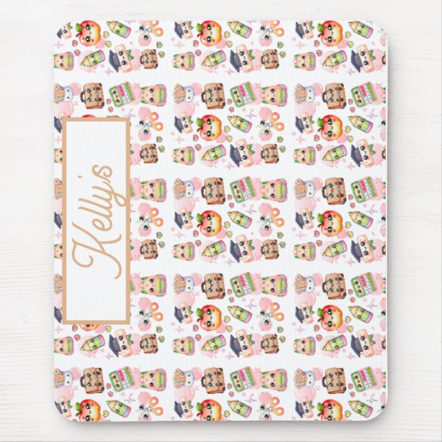 Mousepad Cute Anime School Personalize Name (Frente)