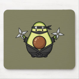 Mousepad Cute Avocado Ninja Shuriken Warrior Illustration