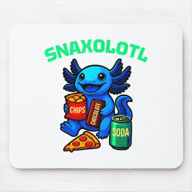 Mousepad Cute Axolotl Funny Snaxolotl Snacks A Lot Axolotl  (Frente)