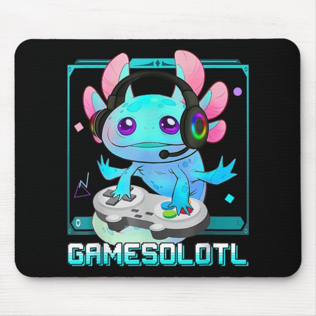 Mousepad Cute Axolotl Lover Gamesalotl Gaming Axolotl Kids (Frente)
