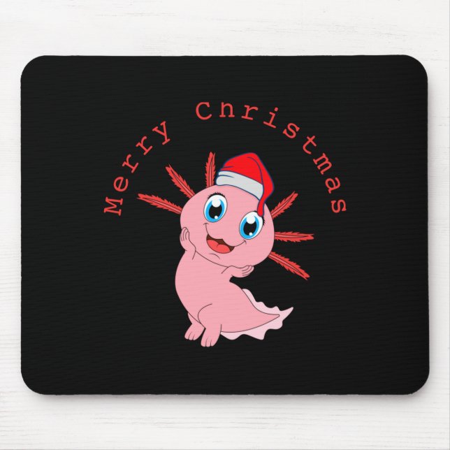 Mousepad Cute Axolotl Santa Merry Christmas T Shirt  (Frente)
