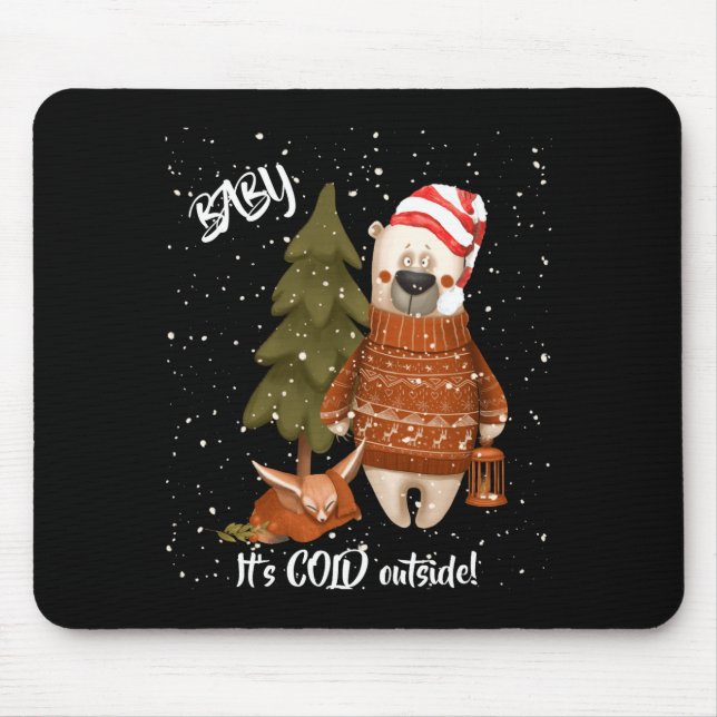 Mousepad Cute Baby Its Cold Outside Bear And Fox T Shirt  (Frente)
