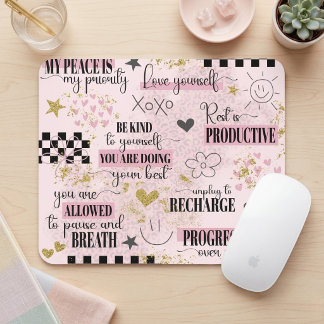 Mousepad Cute Baby Pink Self-Love Inspirational Quotes