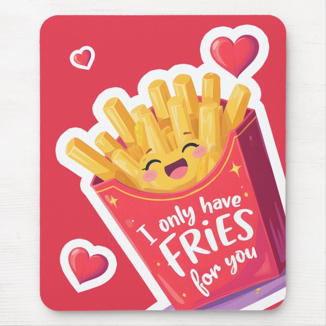 Mousepad Cute Batata Frita de Dia dos Namorados Trocadilho (Frente)