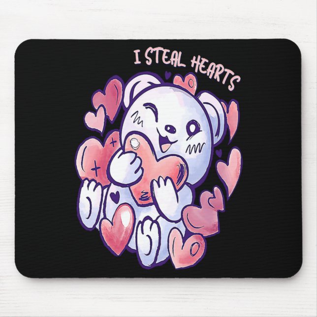 Mousepad Cute Bear Steal Hearts Valentines Day Or Toddler  (Frente)