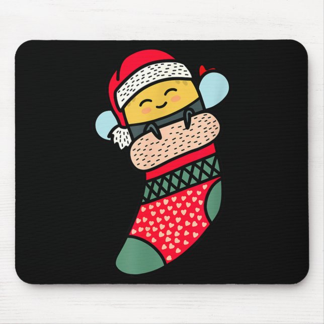 Mousepad Cute Bee Baby Bumblebee In Christmas Sock Xmas Paj (Frente)