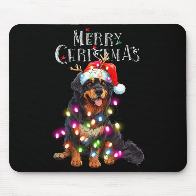 Mousepad Cute Bernese Mountain Christmas Lights Xmas Dog Lo (Frente)