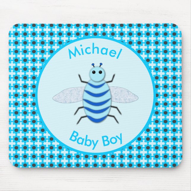 Mousepad Cute Blue Baby Boy Personalizado (Frente)