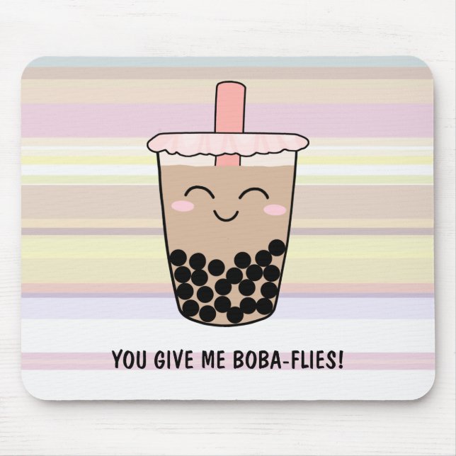 Mousepad Cute Boba Milk Tea Pun (Frente)