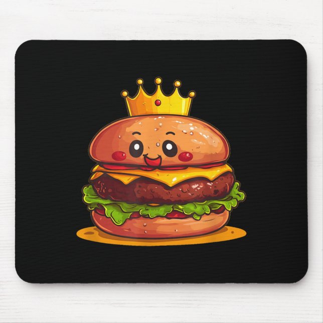 Mousepad Cute Burger With Crown And Kingdom Costume  (Frente)