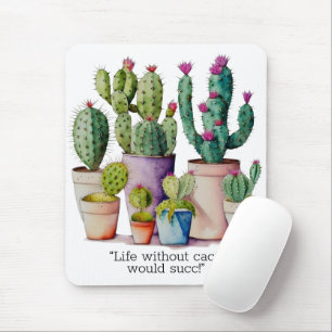 Mousepad Cute cactos em aquarela em vasos