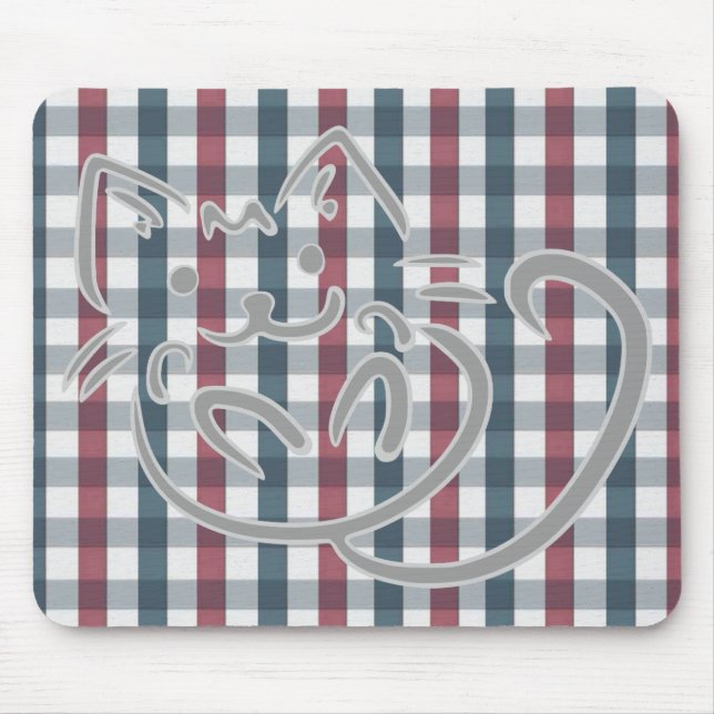 Mousepad Cute Cat and Plaid Pattern (Frente)