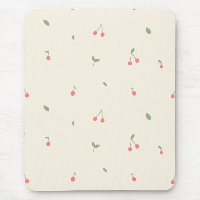Mousepad Cute Cherry Pattern – Minimal Fruit Aesthetic (Frente)