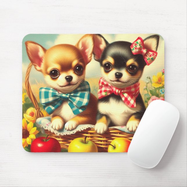 Mousepad Cute Chihuahua Puppies (Com mouse)