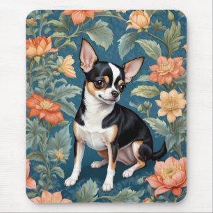 Mousepad Cute Chihuahua William Morris Inspirou Floral