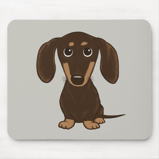 Mousepad Cute Chocolate Dachshund | Cartoon Wiener Dog (Frente)