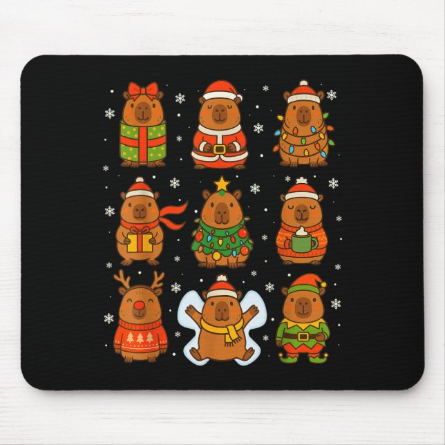 Mousepad Cute Christmas Capybara Funny Family Xmas Men Wome (Frente)