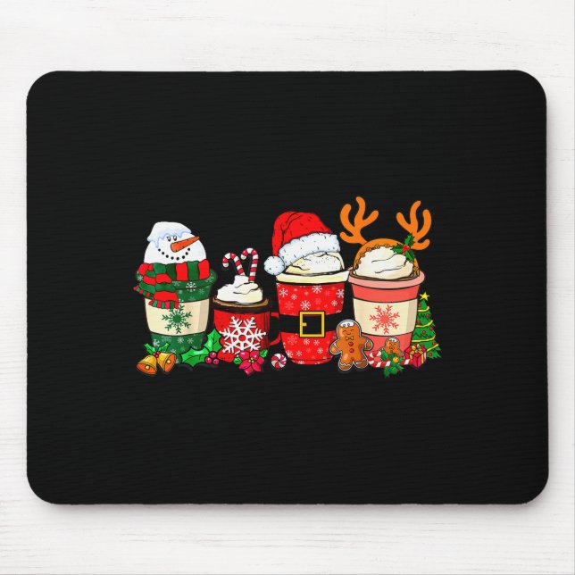 Mousepad Cute Christmas Coffee Shirt Snowman Deer Santa Cof (Frente)