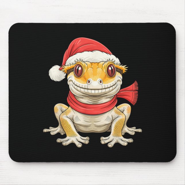 Mousepad Cute Christmas Crested Gecko Santa  (Frente)