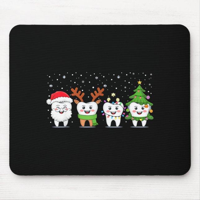 Mousepad Cute Christmas Dental Tooth Characters Fun Holiday (Frente)