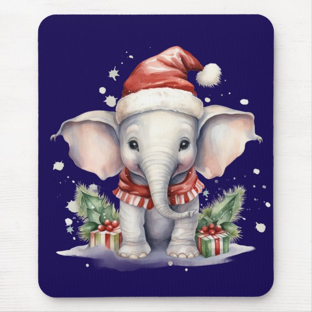 Mousepad Cute Christmas Elephant (Frente)