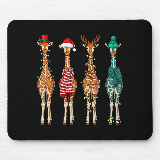 Mousepad Cute Christmas Giraffe Funny Animal Lover Gift Kid (Frente)