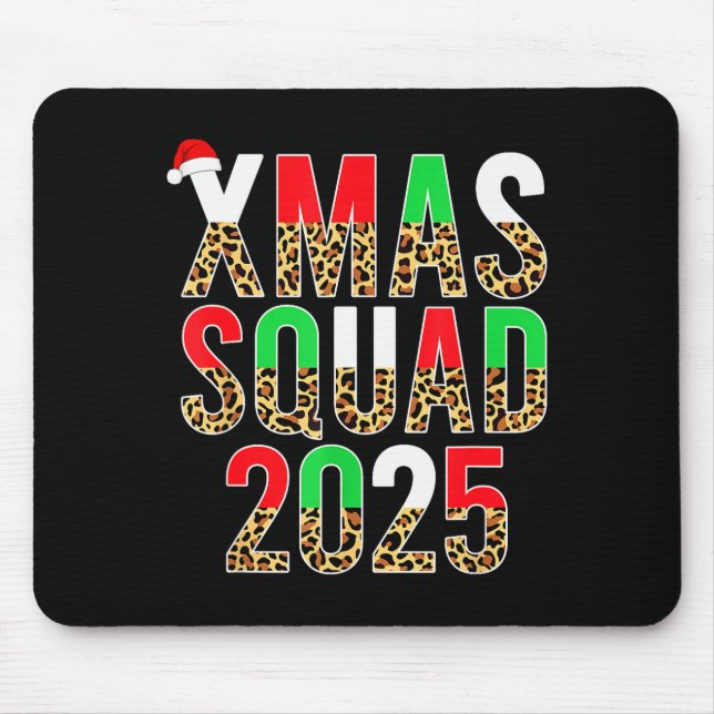 Mousepad Cute Christmas Xmas Squad 2025 Leopard Print Famil (Frente)