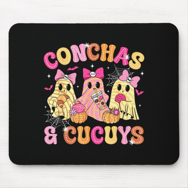Mousepad Cute Conchas And Cucuys Ghost Funny Mexican Hallow (Frente)