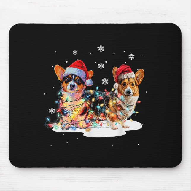 Mousepad Cute Corgi Dog Christmas Lights Xmas Holidays  (Frente)