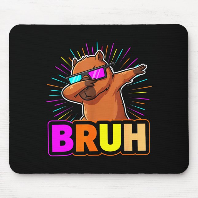 Mousepad Cute Dabbing Capybara Funny Animal Meme Capy Lover (Frente)