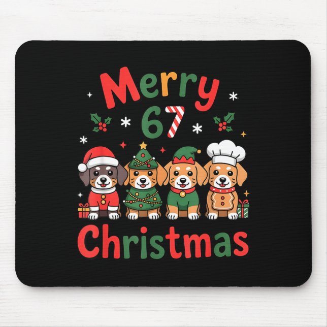 Mousepad Cute Dachshund Christmas Design Funny Holiday Dog  (Frente)