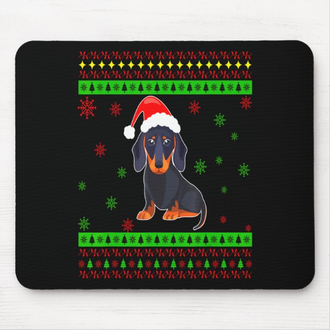 Mousepad Cute Dachshund Long Dog Mom Merry Xmas New Year  (Frente)