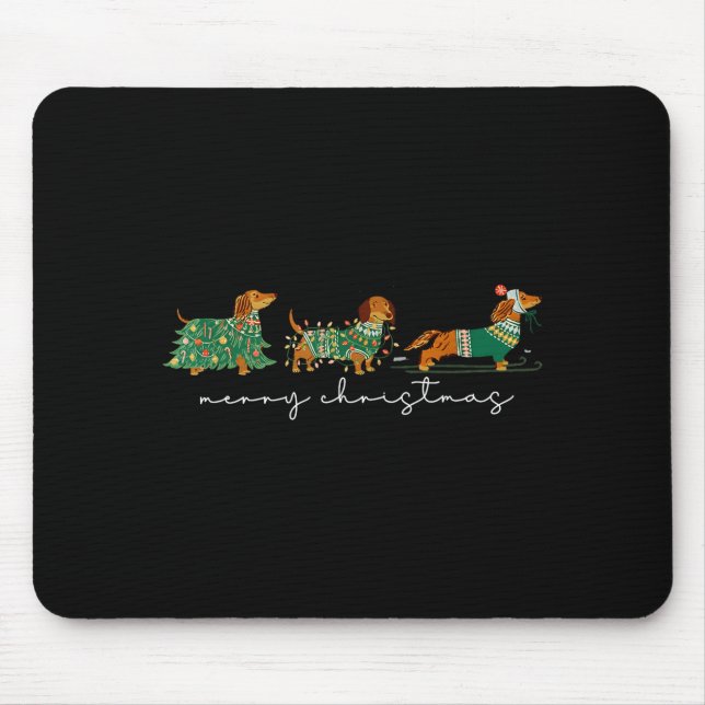 Mousepad Cute Dachshund Merry Christmas Weiner Dog Lover Xm (Frente)