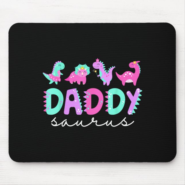 Mousepad Cute Daddy Saurus Dad Dinosaur Birthday Boy Girl F (Frente)