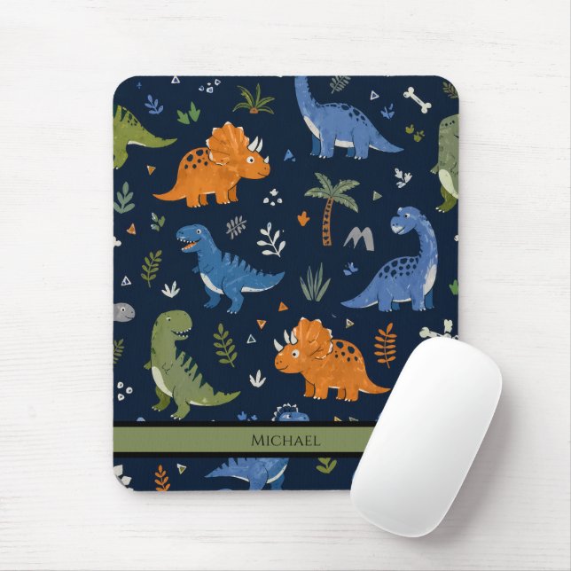 Mousepad Cute Dinosaur Pattern Colorful  (Com mouse)