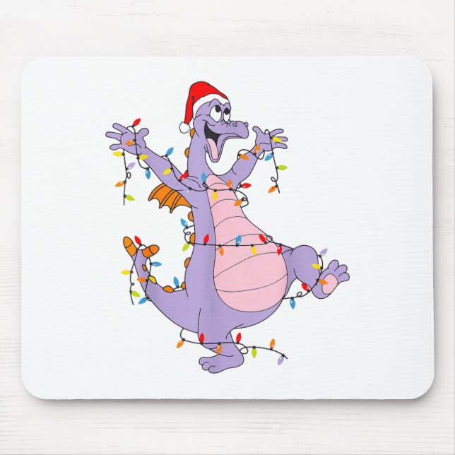 Mousepad Cute Dragon Christmas Lights Santa Hat Animal Men  (Frente)