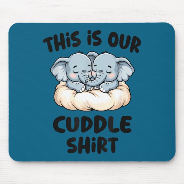 Mousepad Cute Elephant Couple This Is Our Cuddle  (Frente)