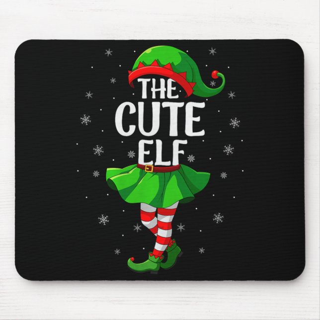 Mousepad Cute Elf Christmas Girls Women Elf Squad Xmas Fami (Frente)