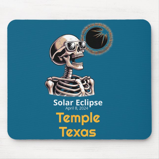 Mousepad Cute Esqueleto Templo Eclipse Solar Texas (Frente)