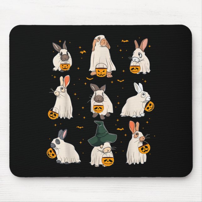 Mousepad Cute Fall Bunny Ghost Costume Rabbit Lover Soky Se (Frente)