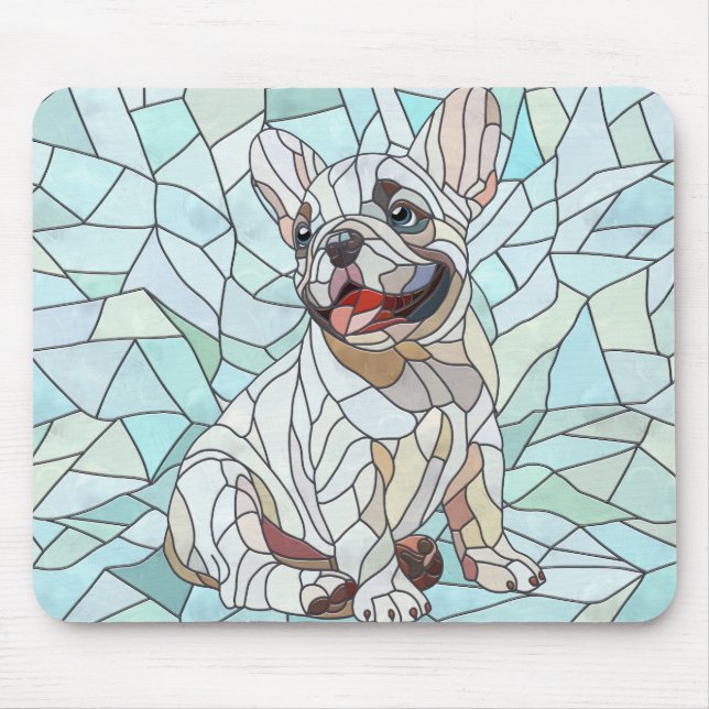Mousepad Cute French Bulldog Puppy - mosaico pastel (Frente)