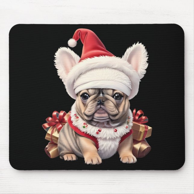 Mousepad Cute French Bulldog Santa Hat Merry Christmas T Sh (Frente)