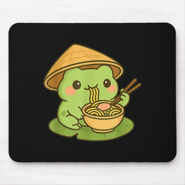 Mousepad Cute Frog Eating Ramen Anime Japanese Men Women Ki (Frente)