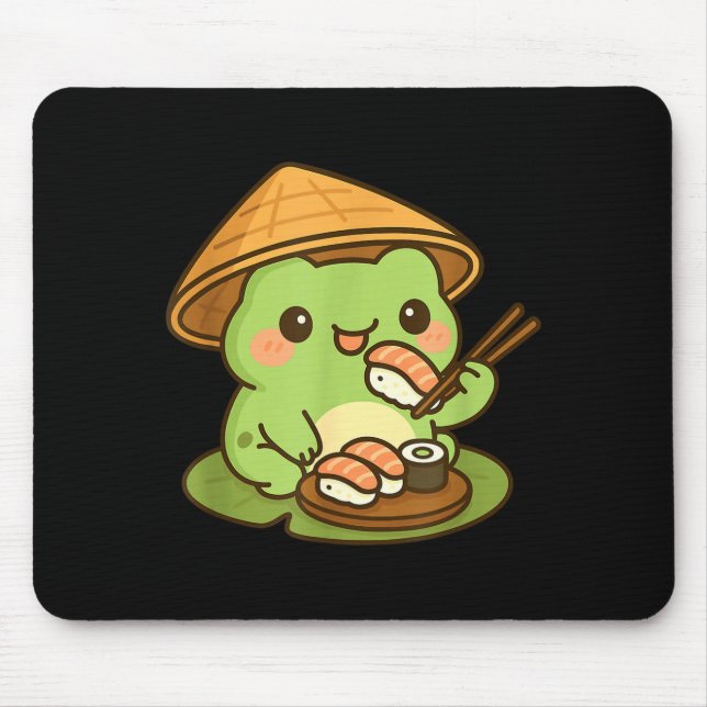 Mousepad Cute Frog Eating Sushi Anime Japanese Men Women Ki (Frente)